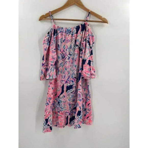 Lilly Pulitzer Girls Jaci Off The Shoulder Dress, Size XL(12-14) Excellent UC - Picture 1 of 12